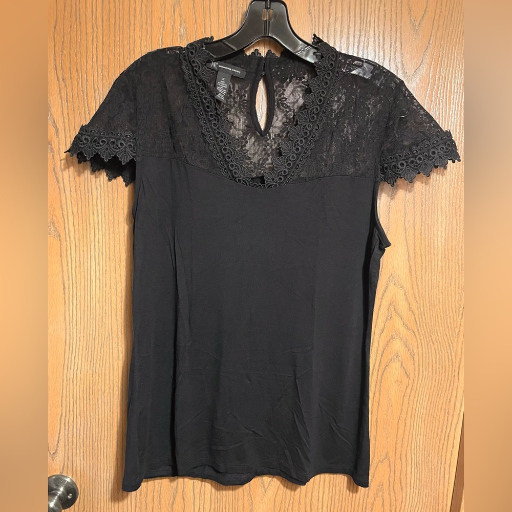Black Lace Yoke Blouse with Other Lace Embellishments
